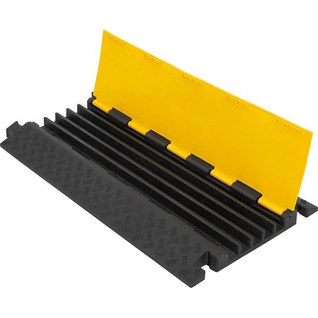 GLOBAL INDUSTRIAL 5-Channel Heavy-Duty Cable Protector, 32,600 lbs. Cap., Black & Yellow 670622